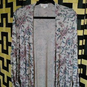 Lularoe Sarah duster, Lg. Floral/ribbed material.